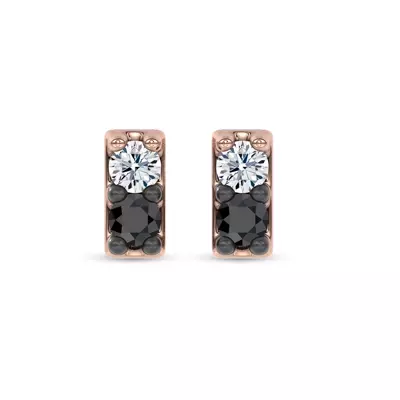 Midnight Noir Petite Diamond Bar Studs by Christian Siriano