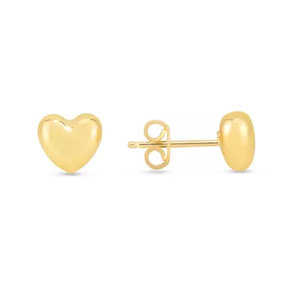 Petite Puffed Heart Gold Stud Earrings