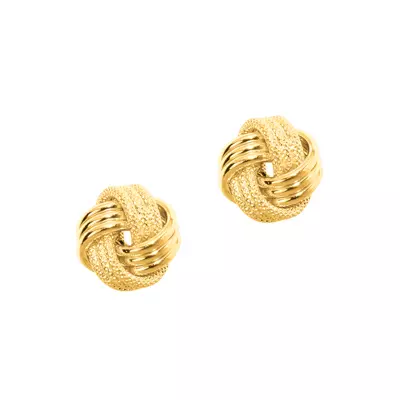 Textured Love Knot Gold Stud Earrings