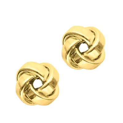Polished Love Knot Gold Stud Earrings