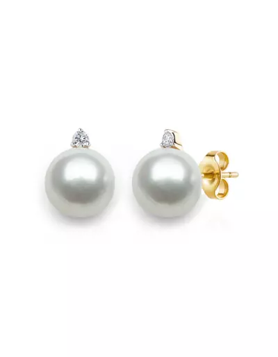 Akoya Pearl & Lab Diamond Stud Earrings (5.5-6mm)