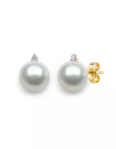 Akoya Pearl & Lab Diamond Stud Earrings (6-6.5mm)