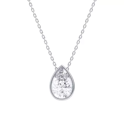 Floating Pear Lab Diamond Bezel Necklace
