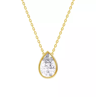 Floating Pear Lab Diamond Bezel Necklace