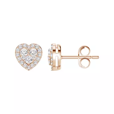 Amorette Heart Cluster Halo Earrings