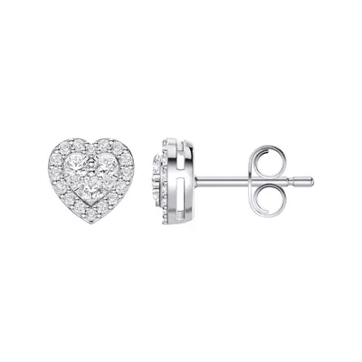 Amorette Heart Cluster Halo Earrings