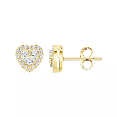 Amorette Heart Cluster Halo Lab Earrings