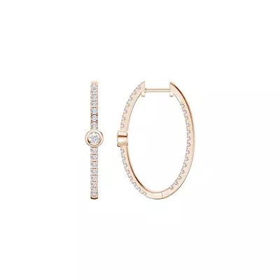 Embliss Round Bezel Pavé Hoops (1 ct. tw)