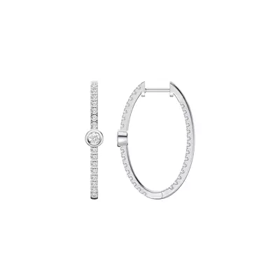 Embliss Round Bezel Pavé Hoops (1 ct. tw)