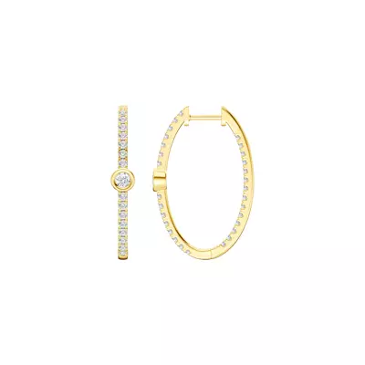 Embliss Round Bezel Pavé Lab Hoops (1 ct. tw)