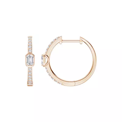Embliss Emerald Bezel Pavé Lab Hoops (1/3 ct. tw)