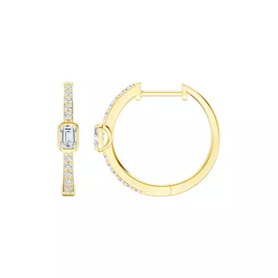 Embliss Emerald Bezel Pavé Lab Hoops (1/3 ct. tw)