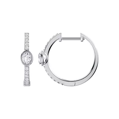 Embliss Oval Bezel Pavé Hoops (1/3 ct. tw)