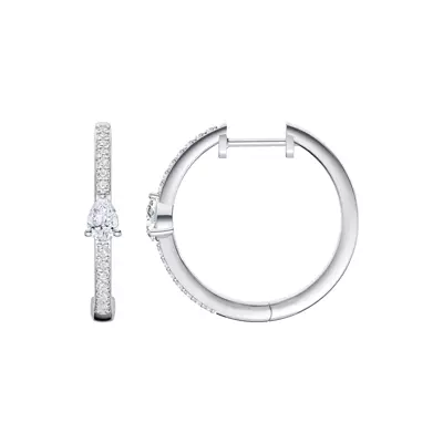 Embliss Pear Accent Pavé Hoops (1/3 ct. tw)