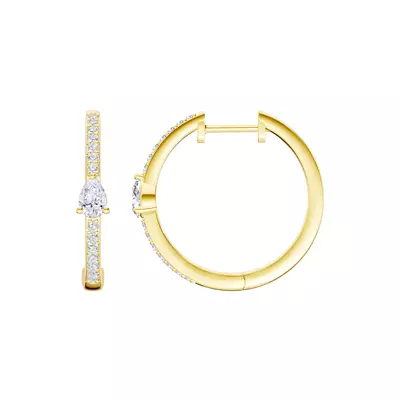 Embliss Pear Accent Pavé Hoops (1/3 ct. tw)