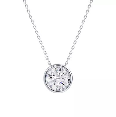 Floating Round Lab Diamond Bezel Necklace