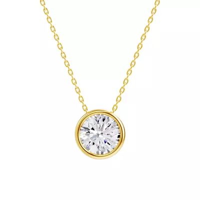 Floating Round Diamond Bezel Necklace