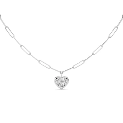 Paperclip Chain Bezel Heart Lab Diamond Necklace (4.00 ct.)