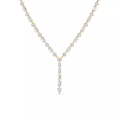 Adjustable Round & Emerald-Cut Lab Diamond Spaced Lariat Necklace (20.00 ct. tw.)