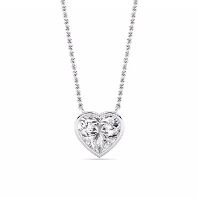 Bezel Heart Lab Diamond Necklace (2.00 ct.)