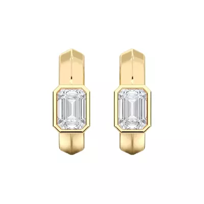 Brava Bezel-Set Emerald-Cut Lab Diamond Huggie Hoops (1/2 ct. tw.)
