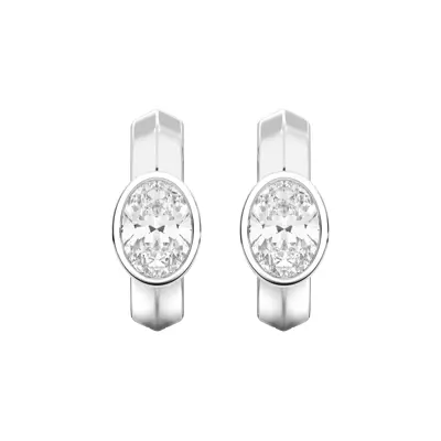 Brava Bezel-Set Oval Lab Diamond Huggie Hoops (1/2 ct. tw.)