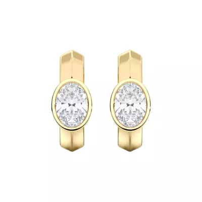 Brava Bezel-Set Oval Lab Diamond Huggie Hoops (1 ct. tw.)
