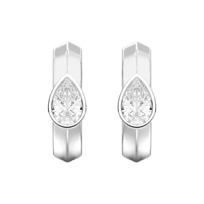 Brava Bezel-Set Pear Lab Diamond Huggie Hoops (1/2 ct. tw.)