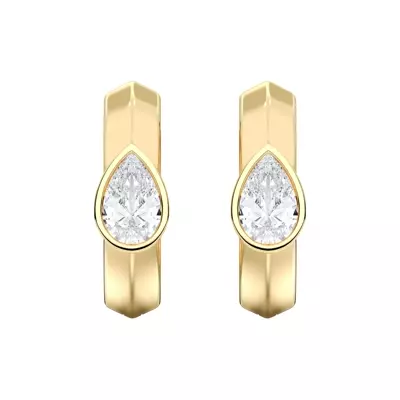 Brava Bezel-Set Pear Lab Diamond Huggie Hoops (1/2 ct. tw.)