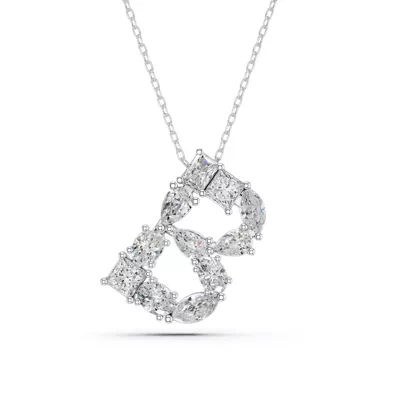 Mixed Shape Lab Diamond B Initial Pendant