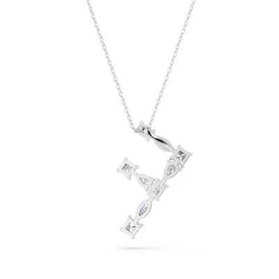Mixed Shape Lab Diamond F Initial Pendant