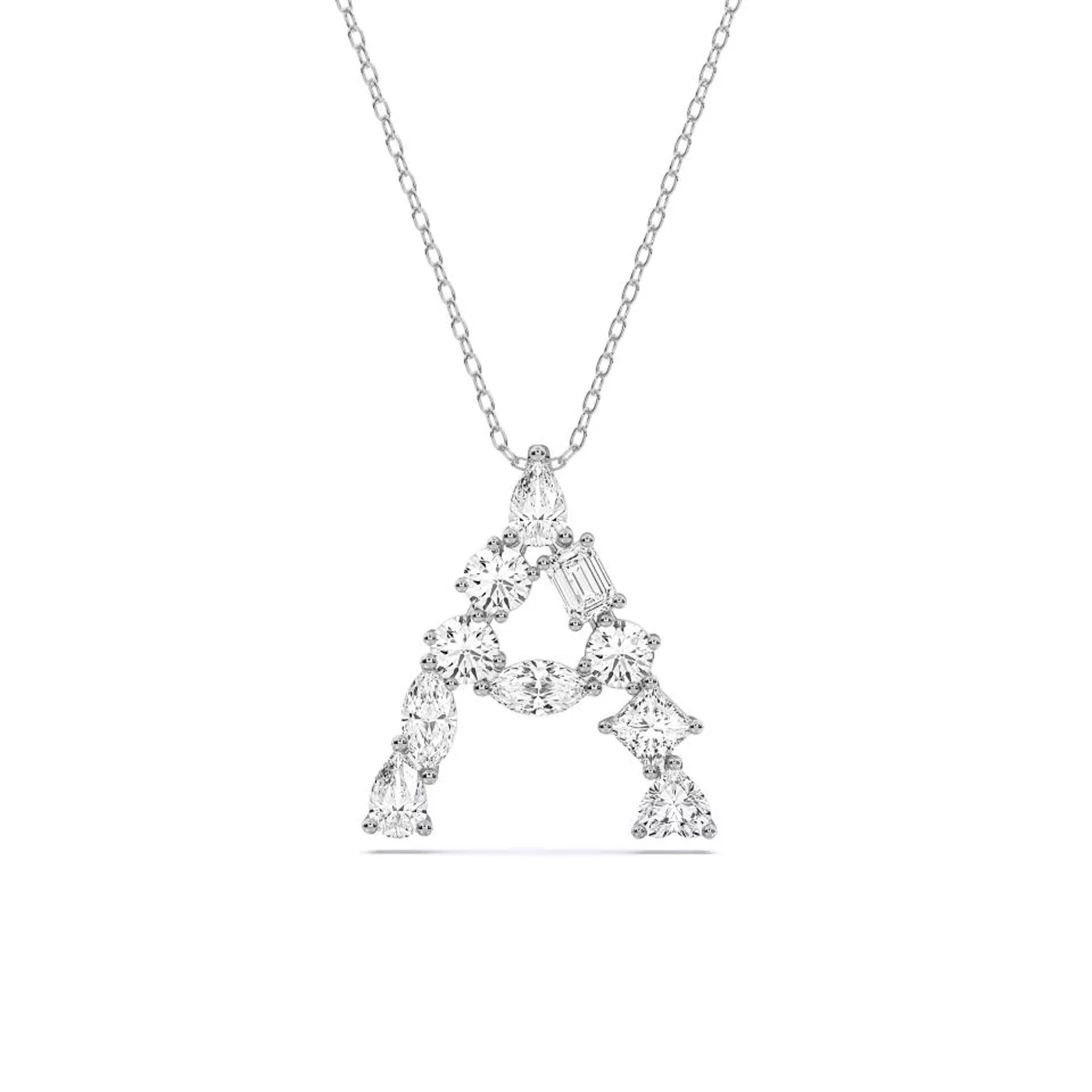 Mixed Shape Lab Diamond J Initial Pendant