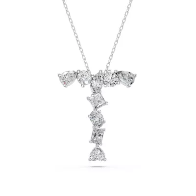 Mixed Shape Lab Diamond T Initial Pendant