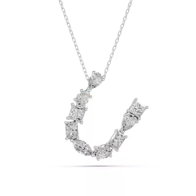 Mixed Shape Lab Diamond U Initial Pendant
