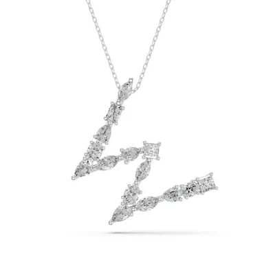 Mixed Shape Lab Diamond W Initial Pendant