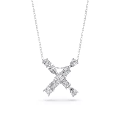 Mixed Shape Lab Diamond X Initial Pendant