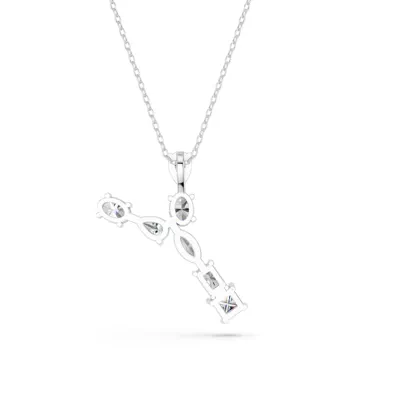 Mixed Shape Lab Diamond Y Initial Pendant