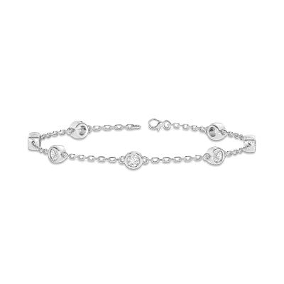 Bezel Lab Diamond Station Silver Bracelet (0.50 ct. tw.)