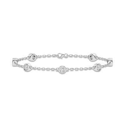 Bezel Lab Diamond Station Silver Bracelet (1.00 ct. tw.)