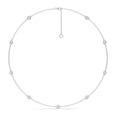 Bezel Lab Diamond Station Silver Necklace (1.00 ct. tw.)