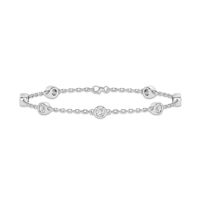 Bezel Lab Diamond Station Silver Bracelet (1.50 ct. tw.)