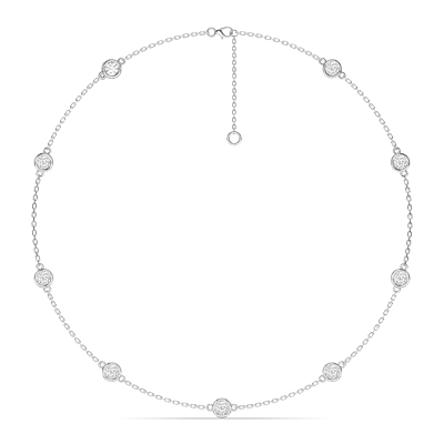 Bezel Lab Diamond Station Silver Necklace (2.00 ct. tw.)