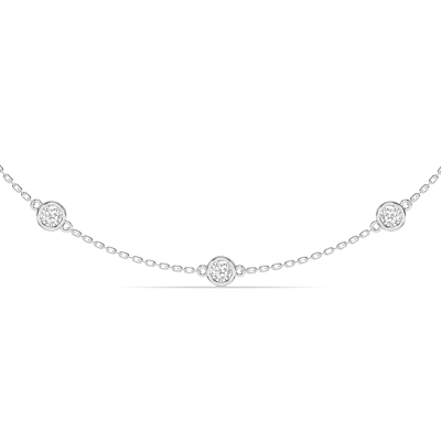 Bezel Lab Diamond Station Silver Necklace (3.00 ct. tw.)
