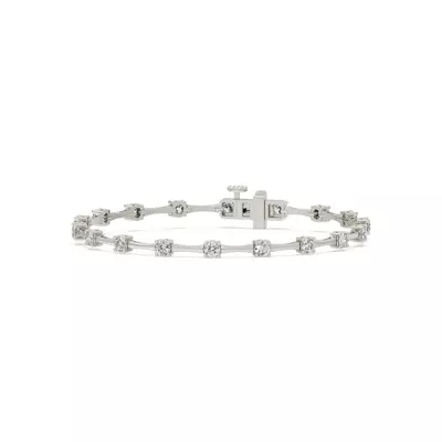 Bar Link Lab Diamond Silver Bracelet