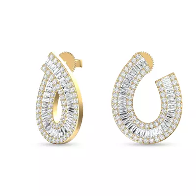 Baguette Swirl Lab Diamond Earrings