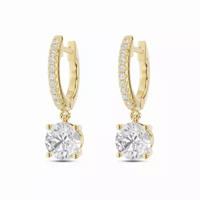 Round Drop Lab Diamond Hoop Earrings (2 ct. tw.)