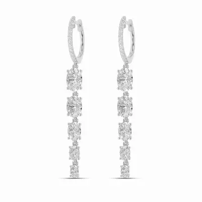Oval Line Drop Lab Diamond Hoop Earrings (2.75 ct. tw.)