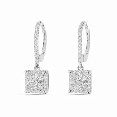 Princess Halo Drop Lab Diamond Hoop Earrings (1.75 ct. tw.)