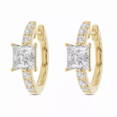 Sculpted Princess Lab Diamond Hoop Earrings (1 ct. tw.)