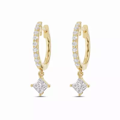 Princess Drop Lab Diamond Hoop Earrings (.50 ct. tw.)